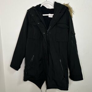 S13 black fur hood parka winter jacket